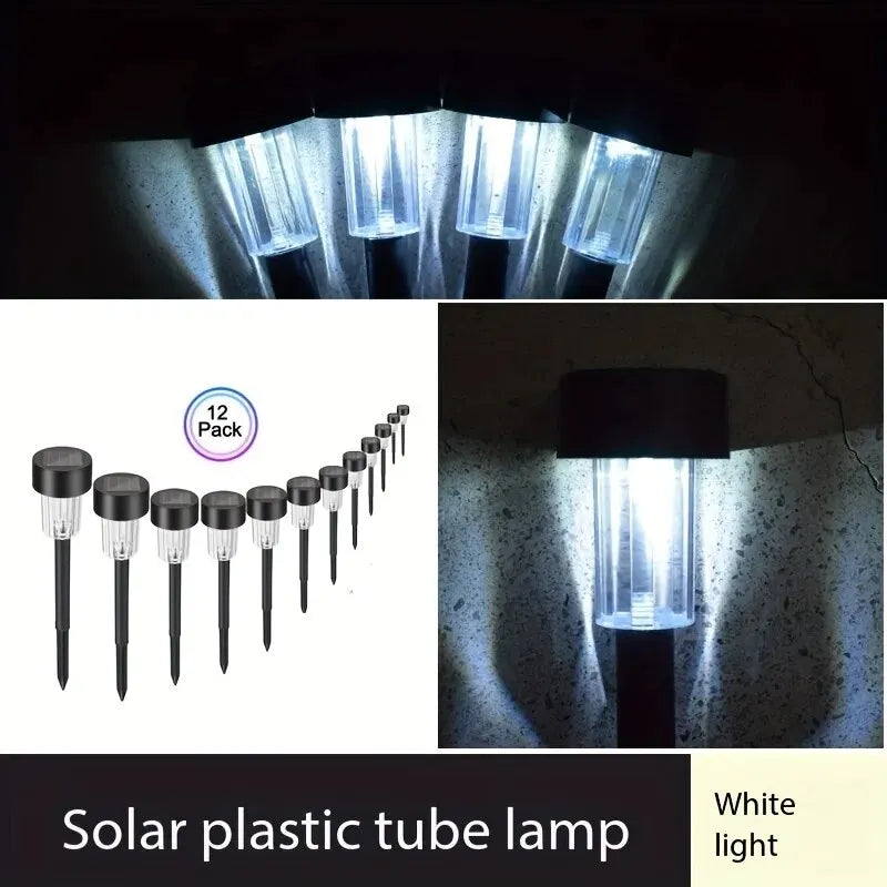12 stuks zonne-buitenverlichting, zonne-tuinverlichting, LED-tuinverlichting, waterdichte padverlichting, decoratieve loopbrug, gazon, patio, tuin