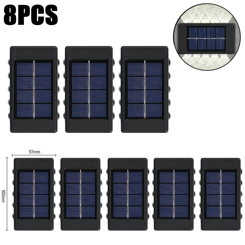 10 LED Solar Wandlamp Buiten Waterdicht Zonne-energie Licht Omhoog en Omlaag Verlicht Huis Tuin Veranda Tuindecoratie
