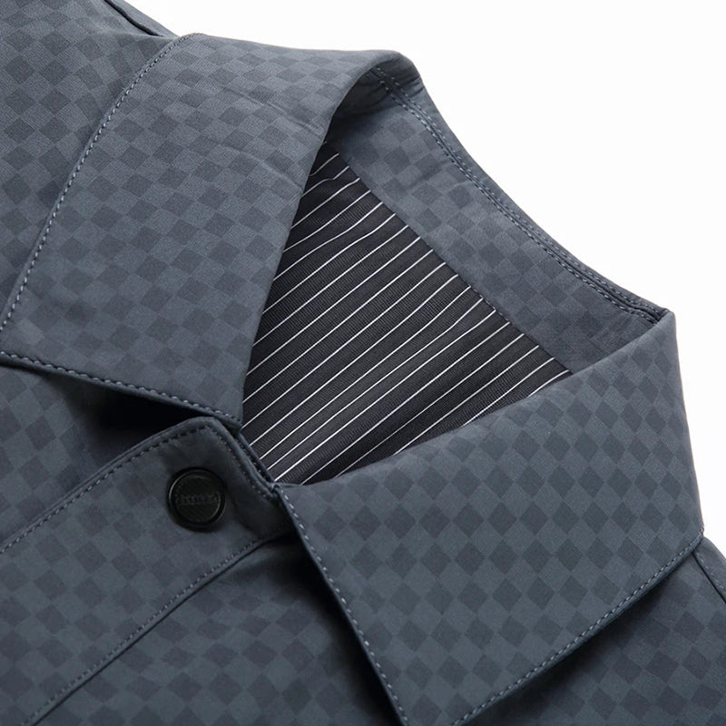 Men's Business Jacket, Dark Pattern Dark Plaid Lapel Formal Men's Outerwear.