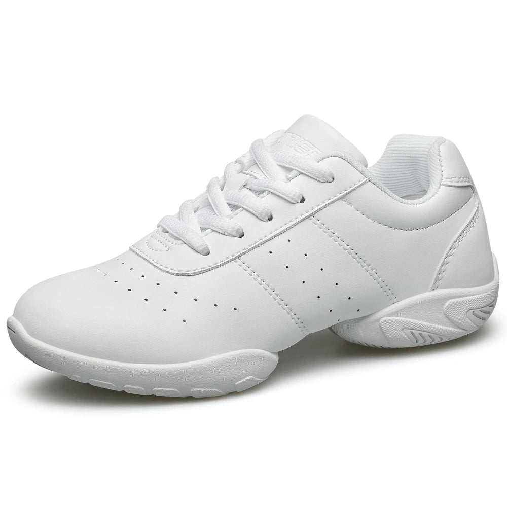 Girls White Dance Shoes Jazz Sneakers Youth Cheerleading Shoes Athletic Training Tennis Kids Competitive Aerobics Shoes