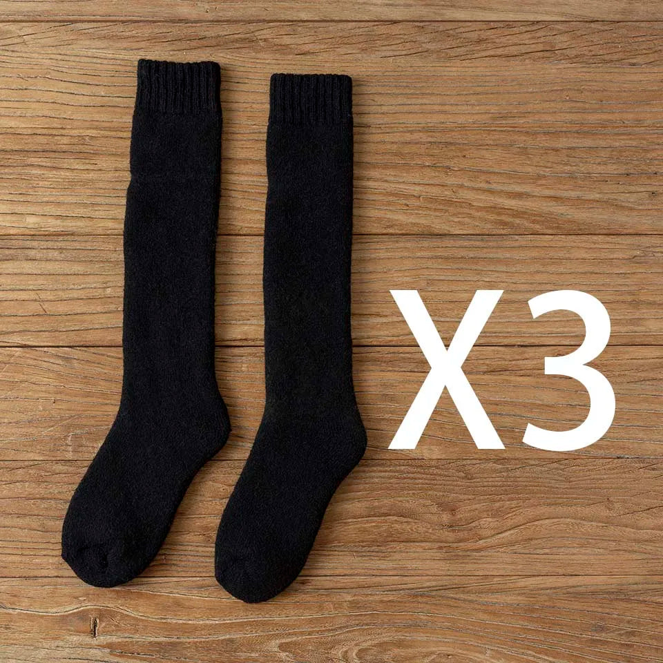 Winter Dames Merino Wol Hoge Knie Lange Sokken Dikke Warme Harajuku Retro Compressie Vrouwelijke Kasjmier Kousen