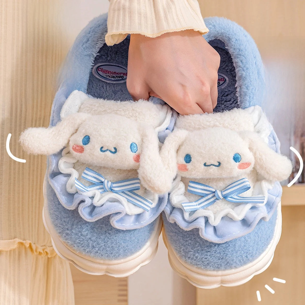 Kids' Slippers House Shoes Cartoon Cinnamoroll Winter Shoes Warm Anti-Slip Soft Bottom Shoes For Girls Size 36-41