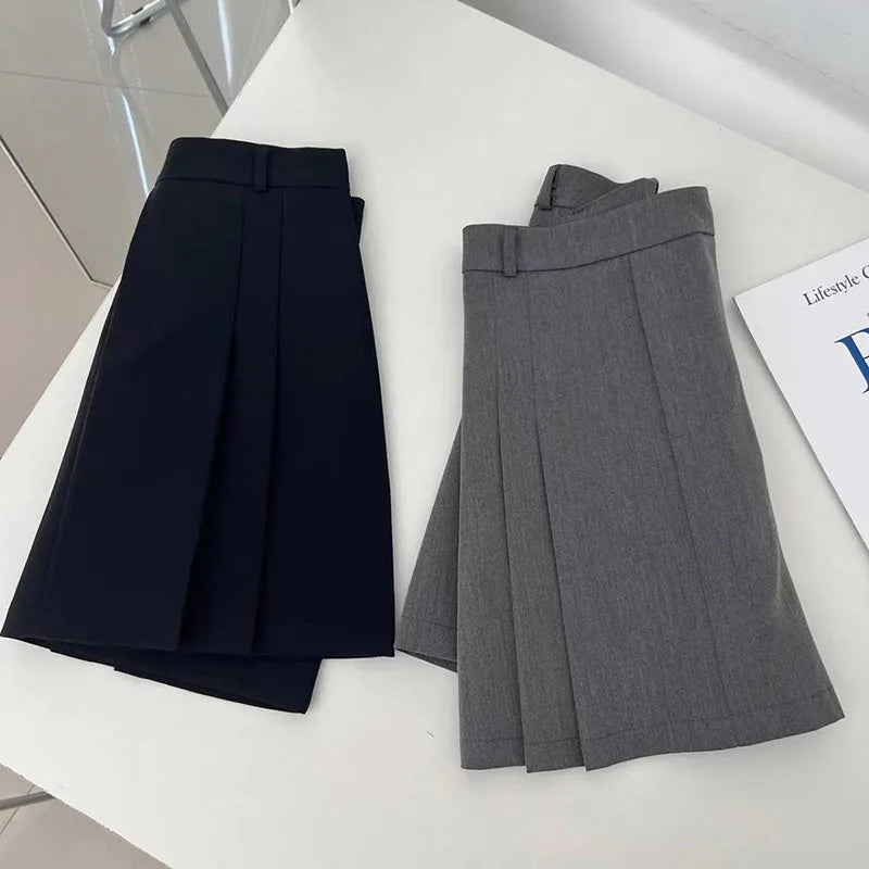 Preppy Style A-Line Skirt for Women Summer New High Waist Black Gray Pleated Skirts Female Casual Student Mini Skirts