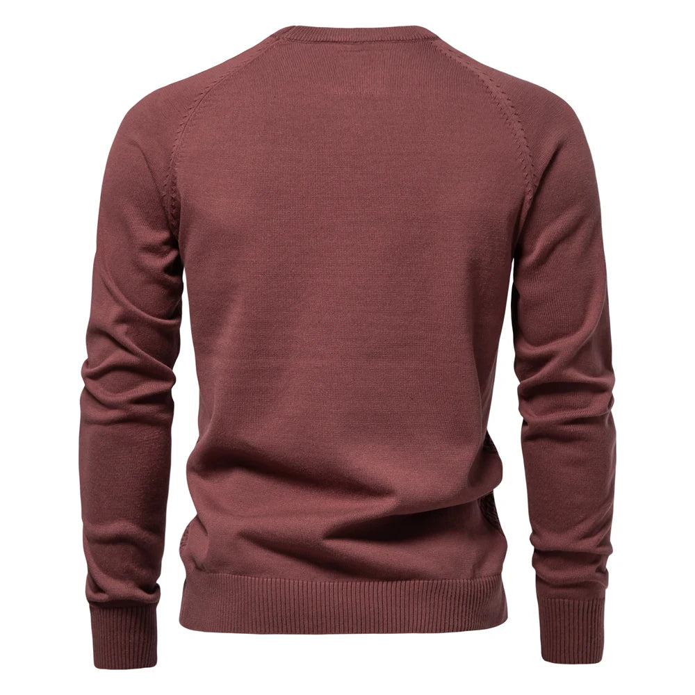 Men's Crew Neck Cotton Pullover Sweater Casual Business Geometric Knitted Male Sweaters