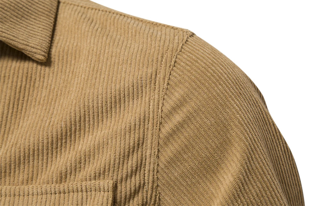 Thicken Autumn Men Shirt Solid Colour Business Casual Corduroy Shirt With Pocket for Men