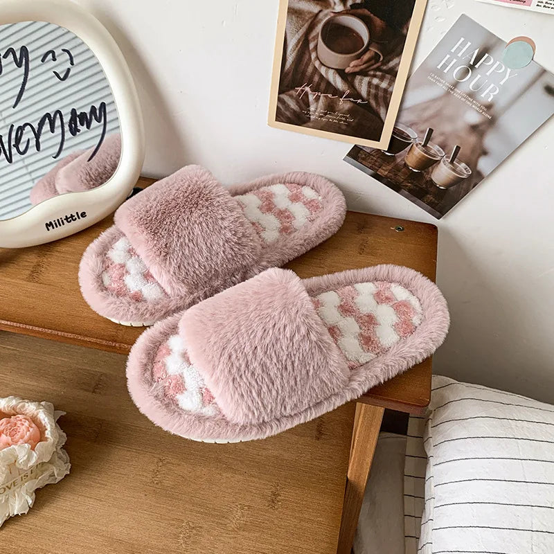 Kids' Slippers House Shoes Cotton Open Toe Winter Shoes Warm Anti-Slip Home Slipper Shoes For Girls Size 26-37