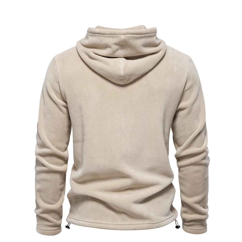 Men's Quality Thickened Warm Fleece Jacket for Men Zipper Neck Pullover Male Sweatshirt Soft Shell Jacket