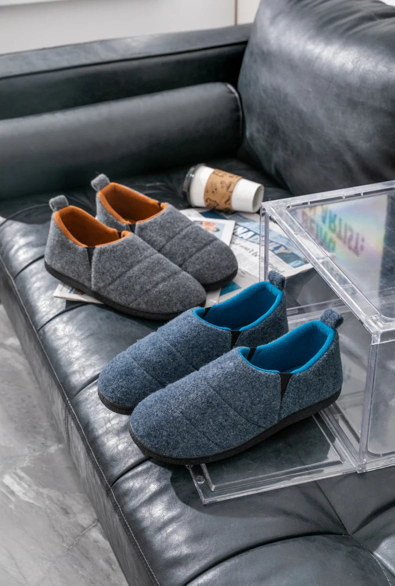 Men's Winter Plush Slippers Warm Fuzzy Soft Bottom Slides Comfortable Bedroom Shoes Indoor Male Anti-Slips Slippers