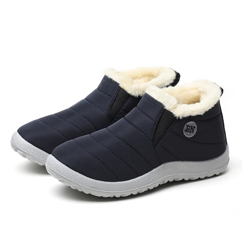 Winter Women Flats Warm Fur Black Ladies Shoes Round Toe Waterproof Shoes Sneakers Women Flat Zapatos De Mujer Shoes Woman