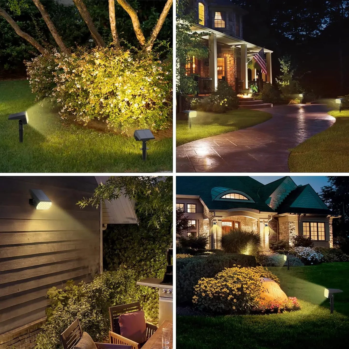 52 LED-Solarstrahler für den Außenbereich, IP65, wasserdicht, mit 3 Modi, Landschaftsbeleuchtung für Gehwege, Hof, Garten