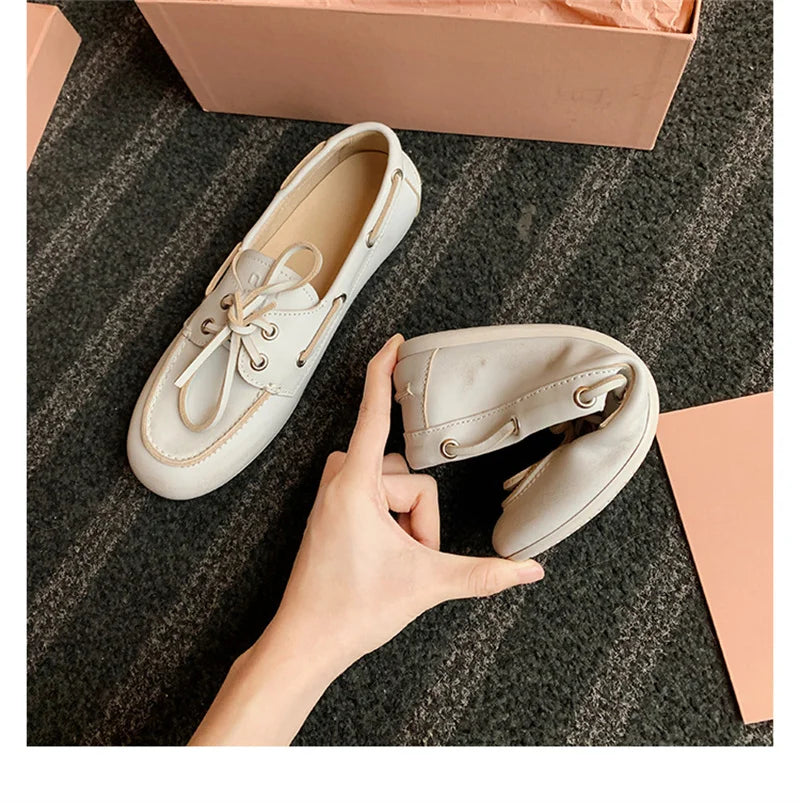 Women Flats Round Toe Butterfly-knot Strap Retro Elegant Slip On Daily Comfort Casual Loafers Flats