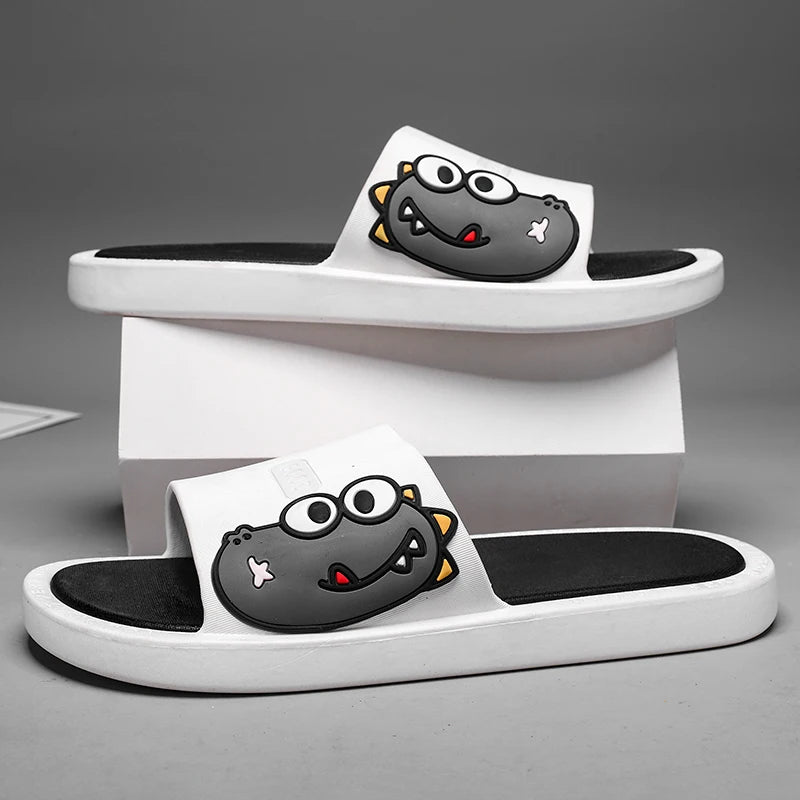 New Style Men Cartoon Pattern Walking Casual Slippers Home House Indoor Casual Sandals Youth Water Slides
