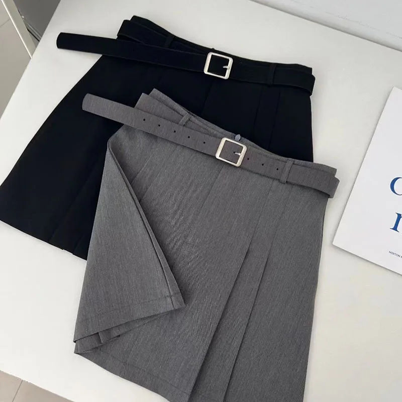 Preppy Style A-Line Skirt for Women Summer New High Waist Black Gray Pleated Skirts Female Casual Student Mini Skirts
