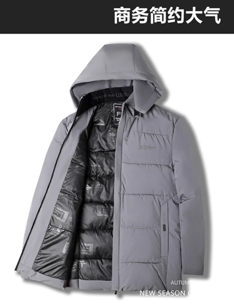 Men's High-Quality Hooded Thickened Warm Cotton Coat, Suitable for Daily Commuting, Elegant Business and Casual Wear Size L-5XL
