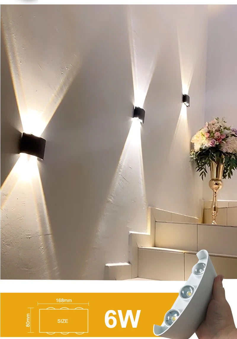Aluminium LED wandlamp waterdicht IP65 buitenverlichting voor in de tuin 8W 12W binnenwandlamp voor slaapkamer woonkamer trapverlichting