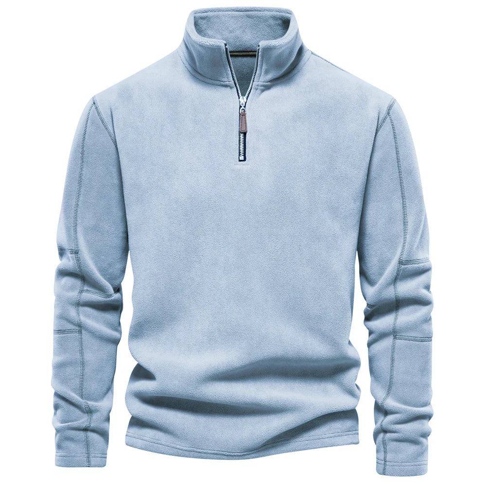 Men's Quality Thickened Warm Fleece Jacket for Men Zipper Neck Pullover Male Sweatshirt Soft Shell Jacket