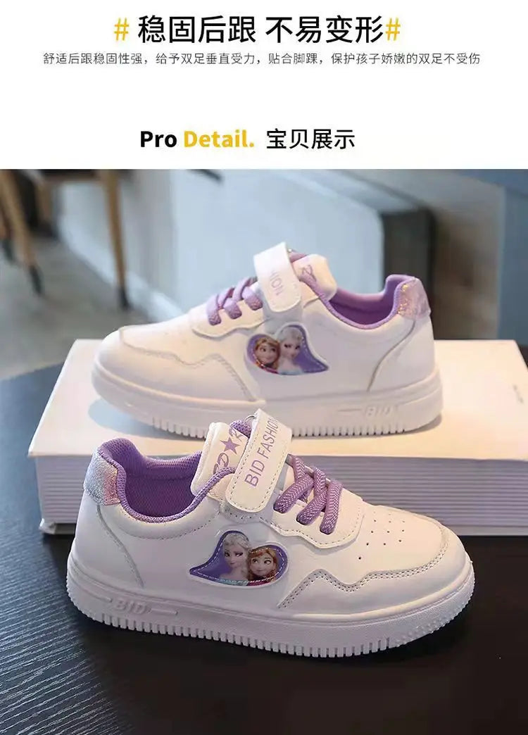 Unisex Children's Casual Shoes White Frozen Princess Elsa Anna Flats Light Running Soft Soles Fashion Brand Shoes