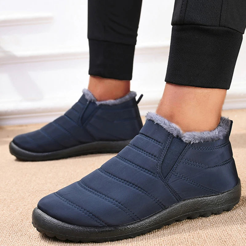 Men's Winter Waterproof Warm Fur Shoes Comfortable Sneakers Male Slip-On Shoes