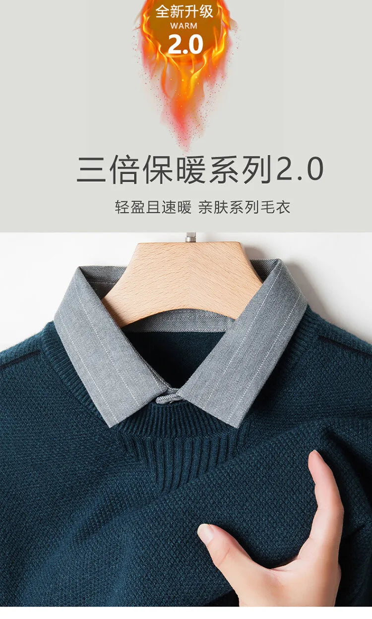 Men's Solid Colour Sweater, Stretchy and Warm For Autumn, Suitable For Business Casual and Male Daily Commute