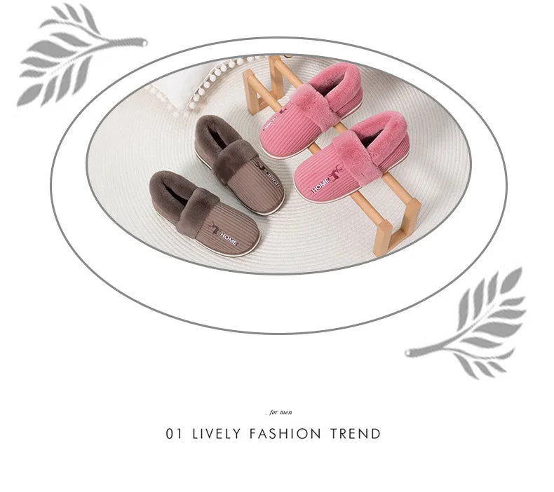 Unisex Warm Plush Winter Slippers Indoor Furry Fluffy Cotton Slides Suitable As Comfortable Home Bedroom Shoe For Men & Women