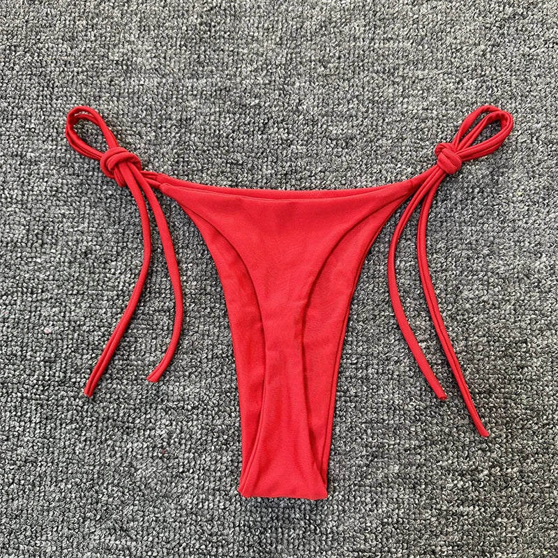 Sexy halter effen kleur bikini set dames tweedelig split triangel string badpak basic eenvoudig femme veter strand badpak