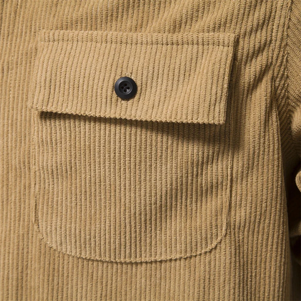 Thicken Autumn Men Shirt Solid Colour Business Casual Corduroy Shirt With Pocket for Men