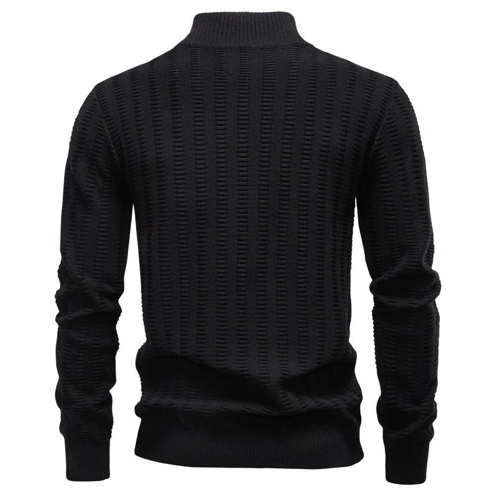 Men's Luxury Striped Pullover Style Cotton Knitwear Thickened Warm Crew Neck Winter Social Male Sweater