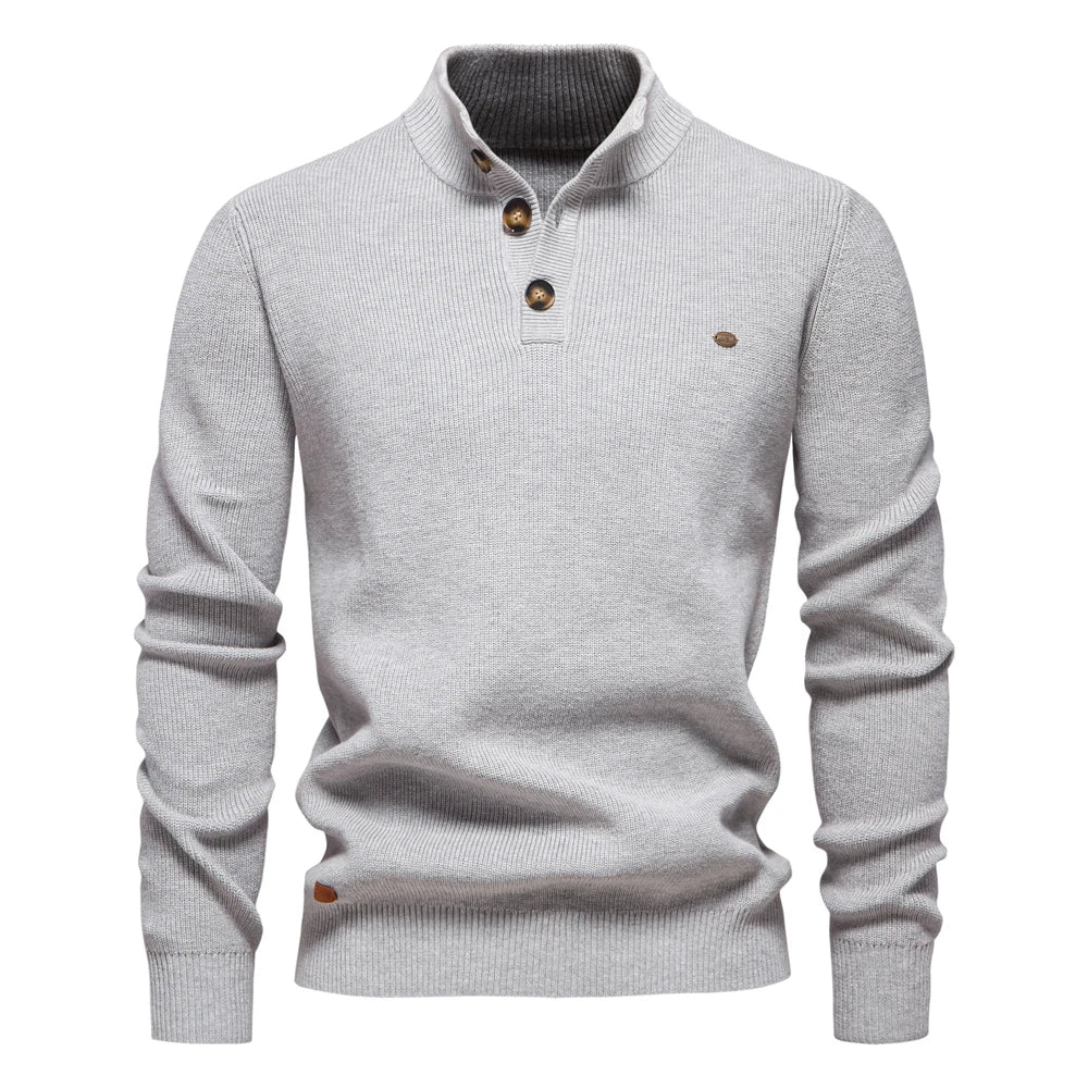 Men's Autumn Quarter Zipper Mock Neck Pullover Sweaters For Men Quality Warm Winter Cotton Knitted Men's Sweaters