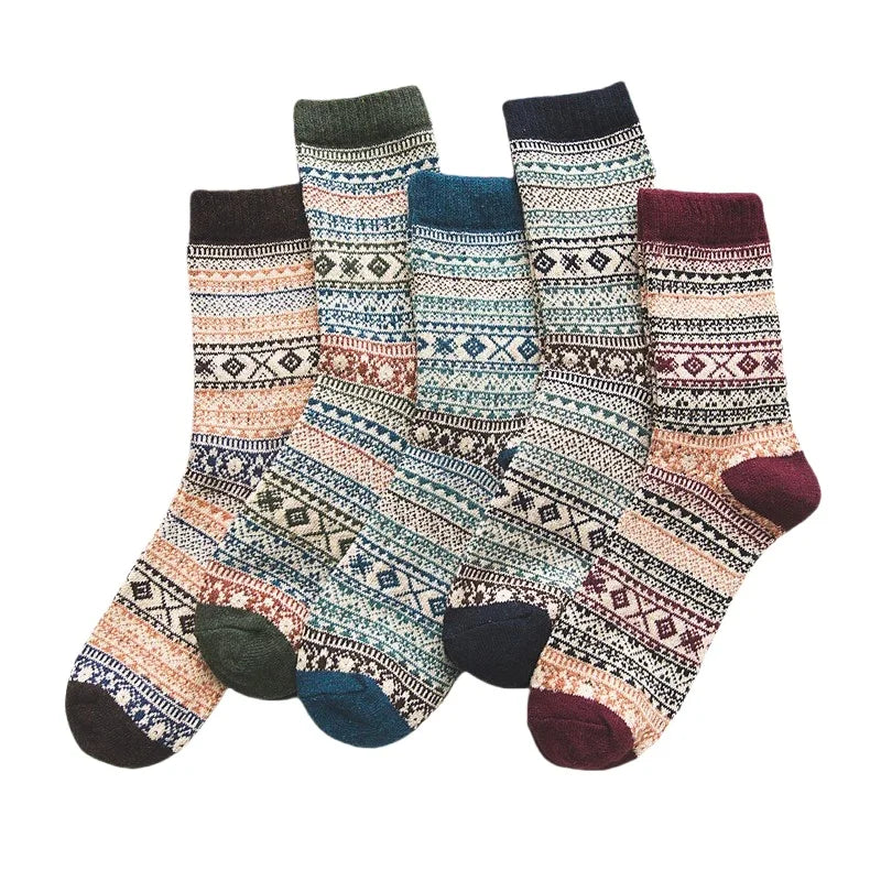 5 paar winter nieuwe dikke warme Harajuku retro mode casual wollen sokken van hoge kwaliteit katoen voor heren