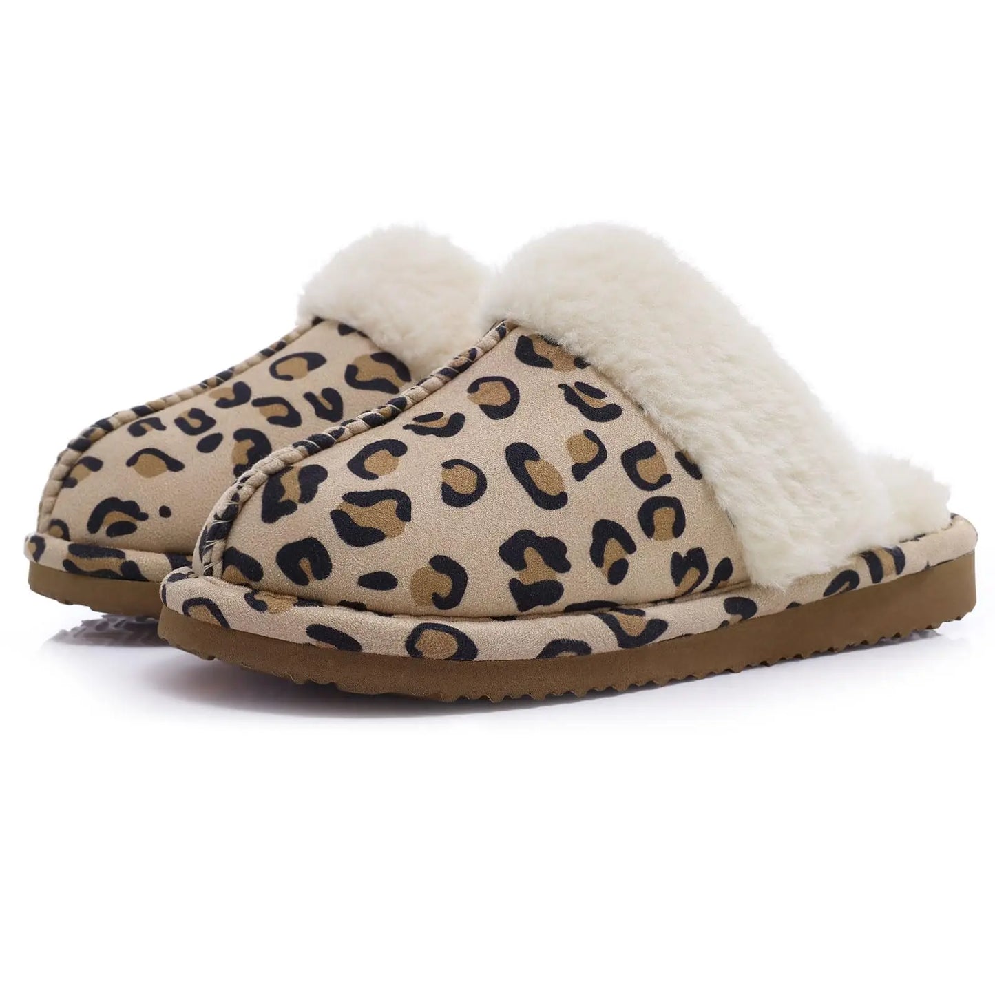 Unisex Fuzzy House Winter Slippers Fashion Fur Collar Suede With Fluffy Memory Foam Indoor Slides Plush Cotton Shoes For Men & Women