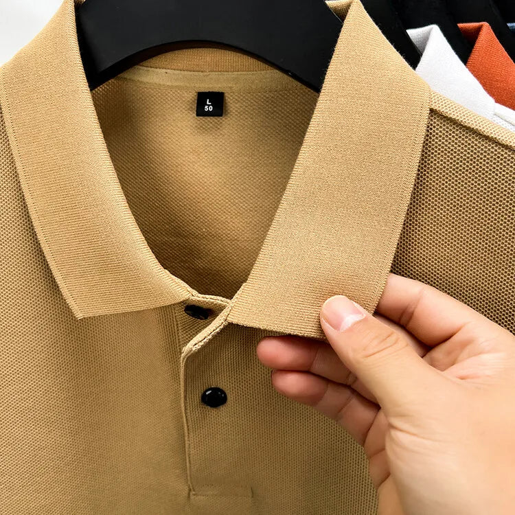 Men's 100% Summer Cotton Polo Shirt, Casual Short Sleeve, Breathable Lapel Tee Ideal for Golf and Other Sports - 10 Colours