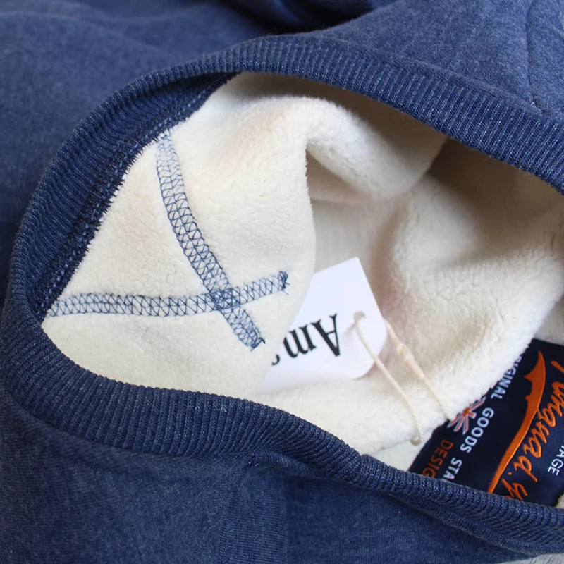 Herbst Winter New American Simple Thick Arctic Fleece Solid Color Sweatshirt Herren Reine Baumwolle Washed Pullover Casual Sportwear