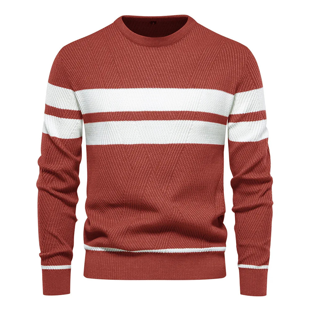 Men's Autumn Pullover Men's Sweater O-neck Patchwork Long Sleeve Warm Slim Sweaters Casual Fashion Sweater For Men
