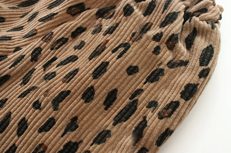 New Autumn Girls Boys Casual Pants Leopard Print Kids Corduroy Pants Loose Korean Version Fashion Children Trousers 1-8T Unisex