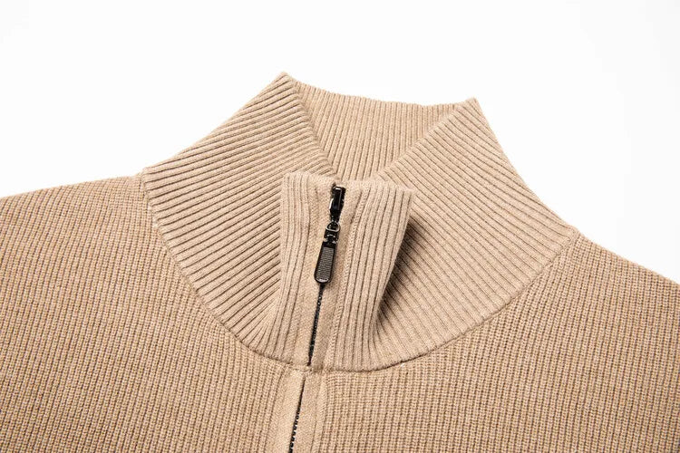 Men's Solid Colour Autumn Long-Sleeved Stretch Warm Cardigan, Daily Jacket Sizes M-4XL
