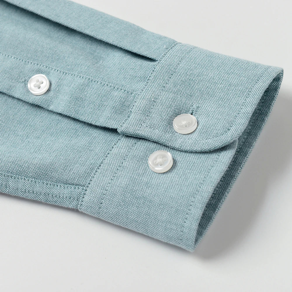 Men's Slim-Fit Oxford Cotton Shirt, Long Sleeves, Casual Breathable Fabric, Exquisite Craftsmanship, Brand with OEM Processing