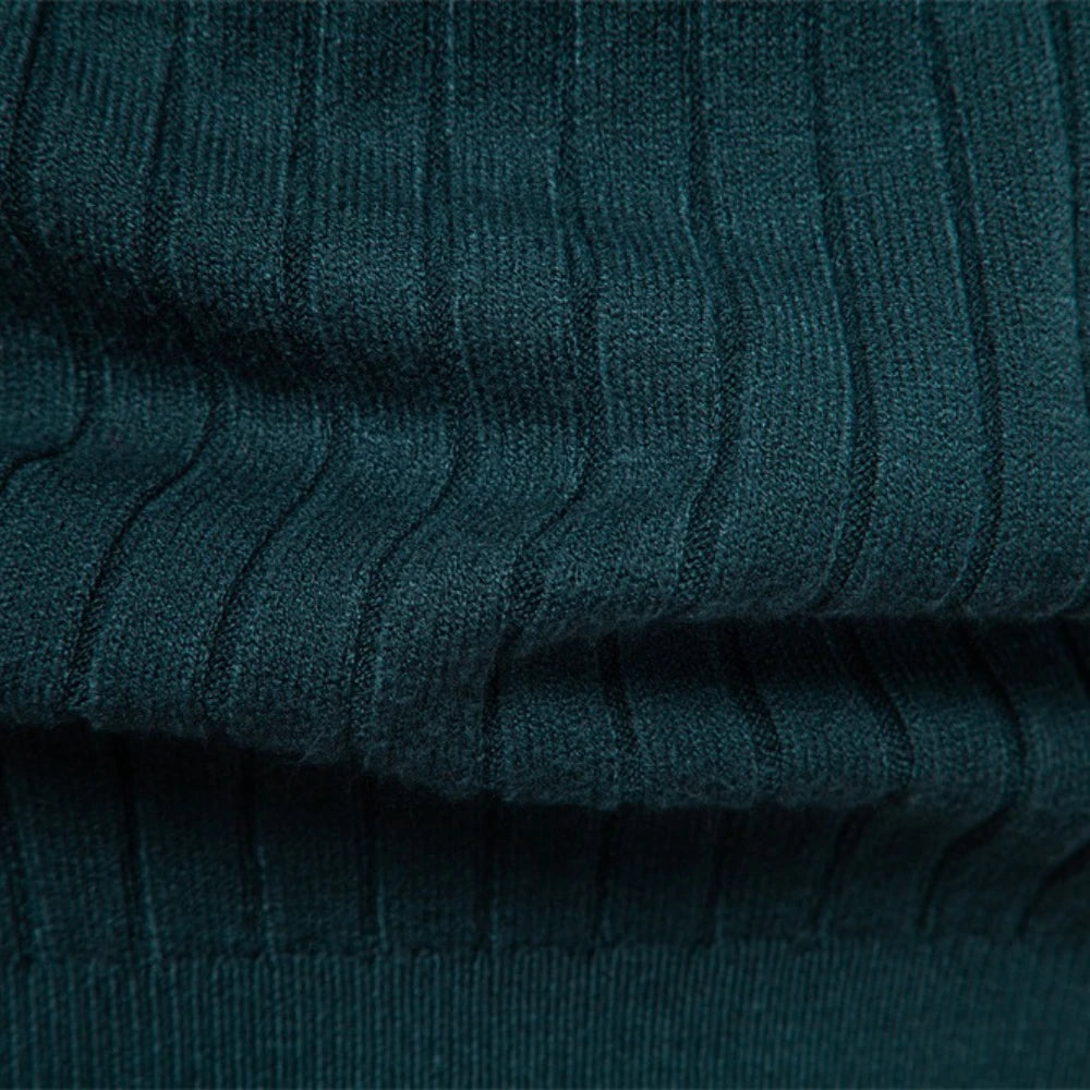 Men's Turtleneck Sweater Solid Colour With Striped Pullover Warm Knitwear Winter Casual High Quality Male Sweater