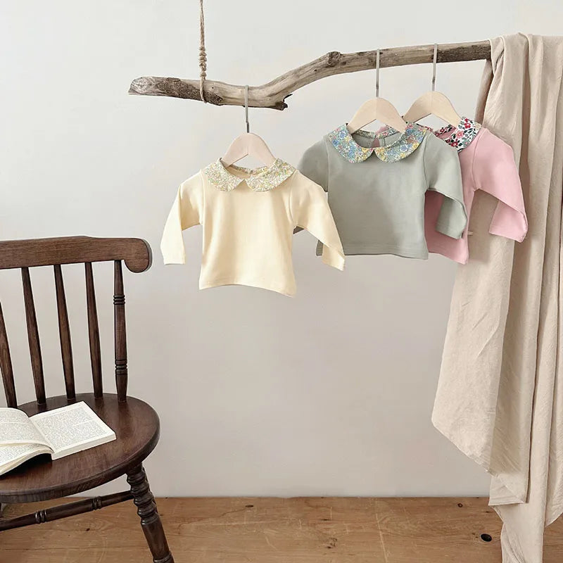 New Spring Baby Shirt Girls Cute Floral Blouse Toddler Outwear Clothes Infant Tops 0-2Y Girls
