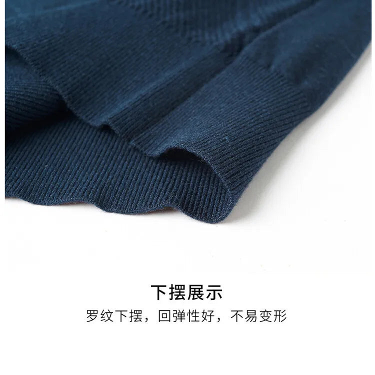 Men's Solid Colour Geometric Pattern Warm Polo, High Quality Woollen Sweater, Suitable For Business Casual & Daily Commute