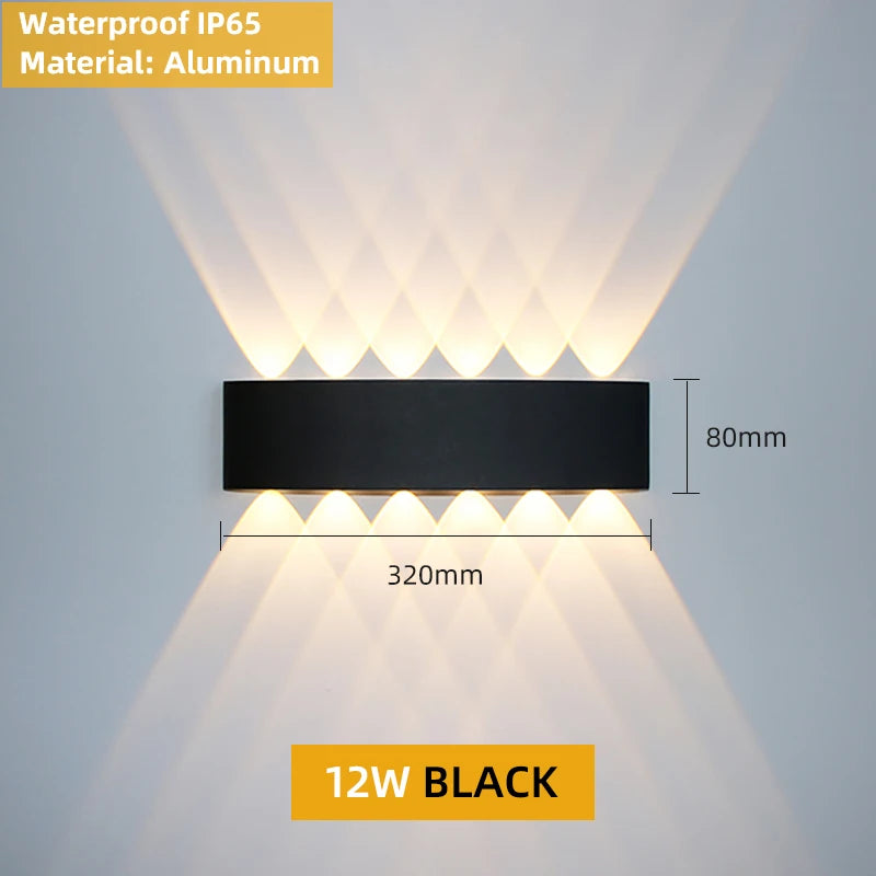 Aluminium binnenwandlamp, waterdichte IP65 LED-wandlamp, buitenverlichting voor in de tuin, slaapkamer, woonkamer, loft, decoratie, trapverlichting