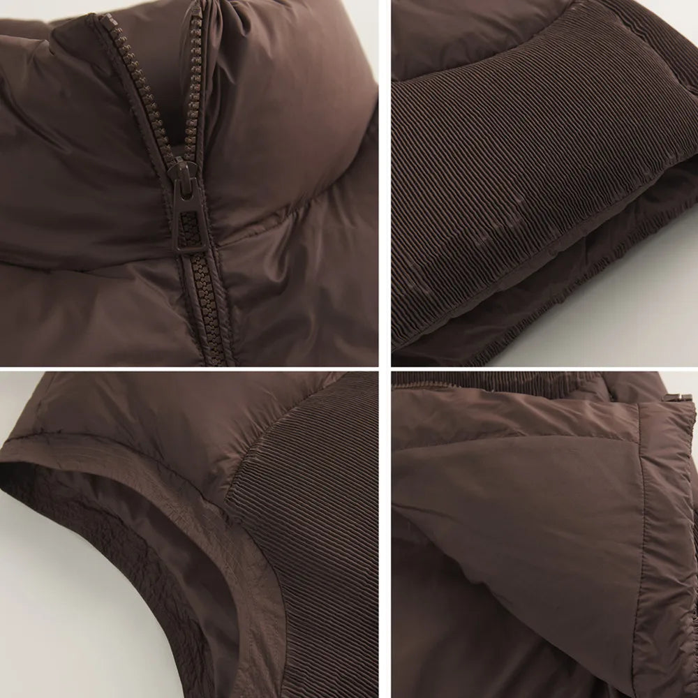 Women's Down Vest Loose Stand Collar, Solid Colour Duck Down, Sleeveless Jacket Basics Commuter For Ladies