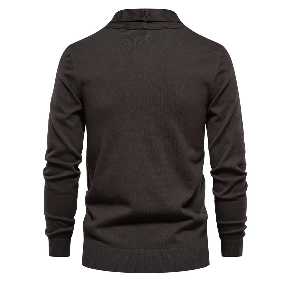 Men's Winter Cotton Cardigan Quality Sweater Fashion Turn Down Collar Knitted Sweaters for Men
