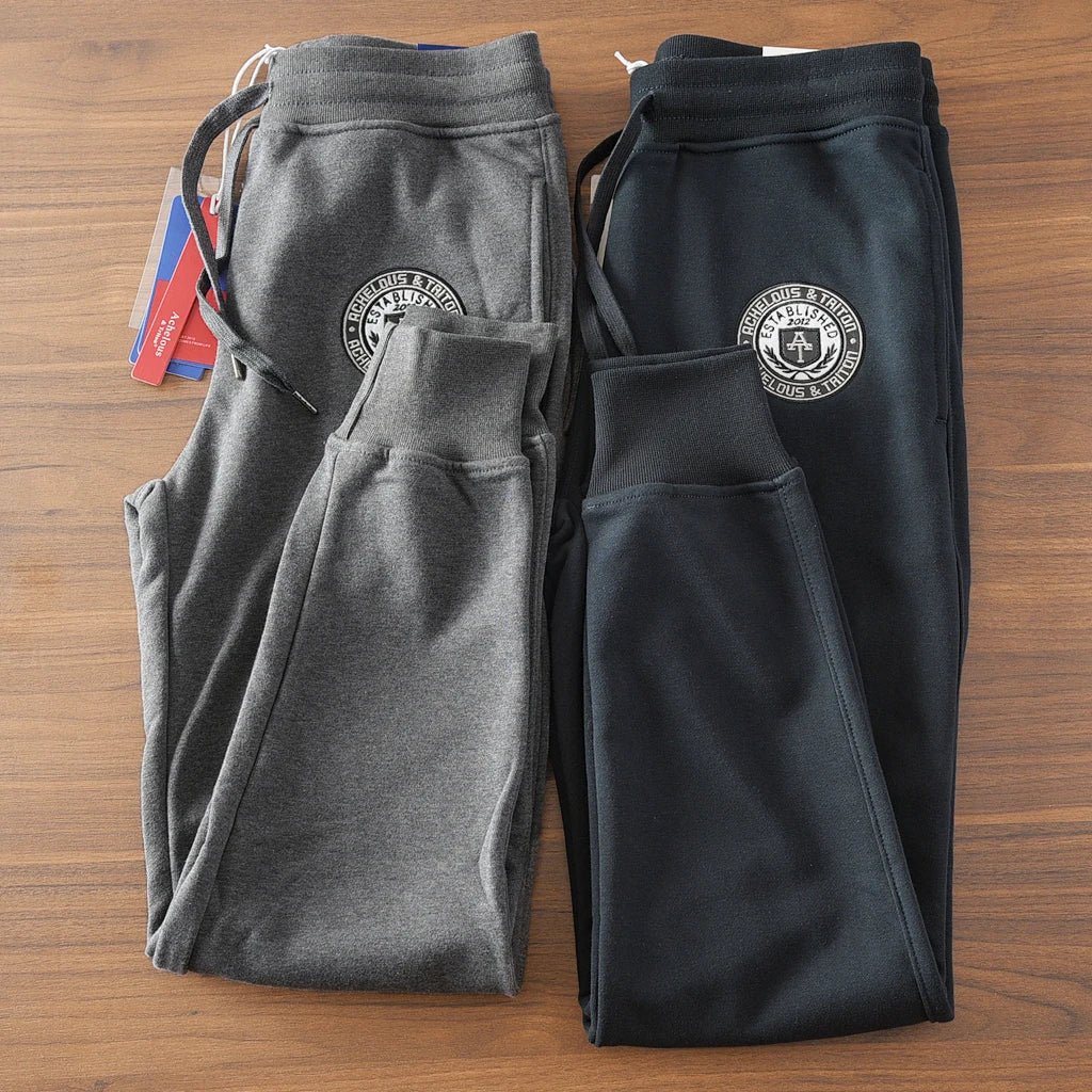 Spring New American Retro Terry Cloth Letter Embroidery Sweatpants Men's Simple Washed Drawstring Casual Sports Ankle-tied Pants