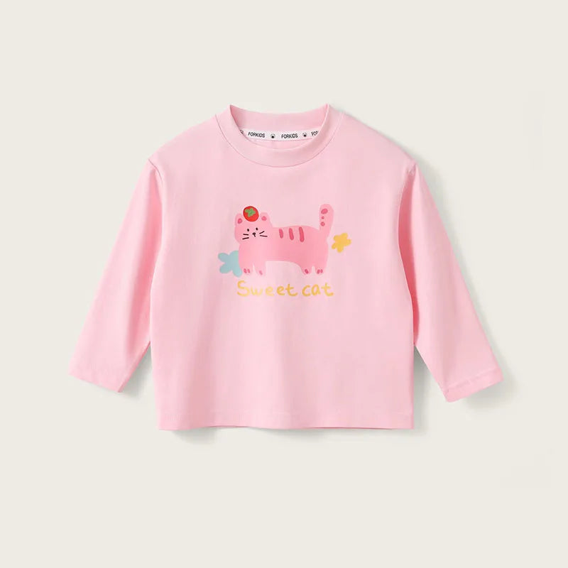 New Spring Girls Boys Cute T-shirt Kids Cartoon Letter Star Flower Undershirts Children Thin Style Bottoming Shirt 7T Unisex