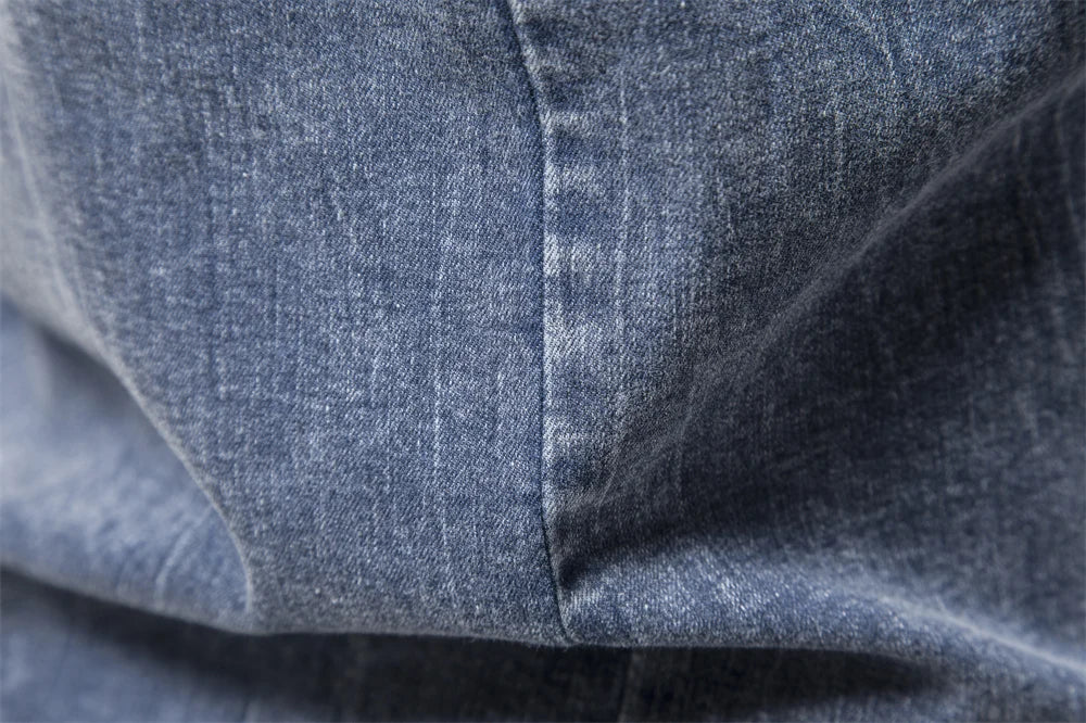Men's Cotton Denim Shirts Double Pocket Solid Colour Casual Male Cowboy Shirts New Autumn Slim Quality Shirts for Men