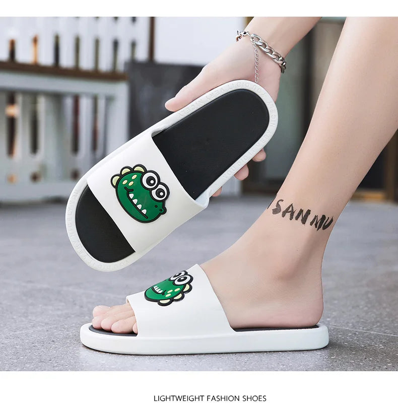 New Style Men Cartoon Pattern Walking Casual Slippers Home House Indoor Casual Sandals Youth Water Slides