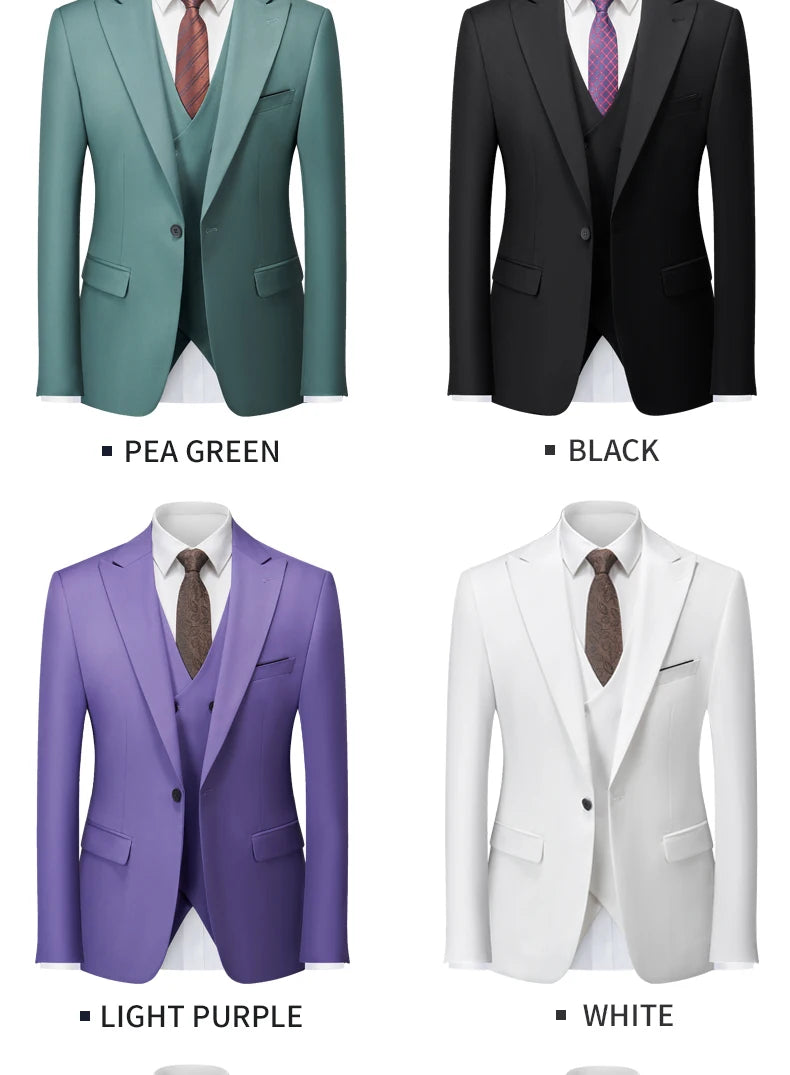 Men's Italian Business Gentleman Slim Suit, Groom Wedding Blazers, Italian Costume - Sizes M to 5XL