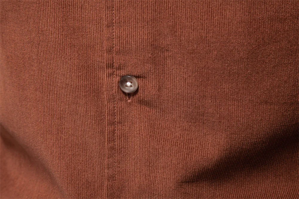 2025 Men's Corduroy 100% Cotton Solid Colour Autumn Winter Thickened Business Casual Long Sleeve Classic Male Shirt