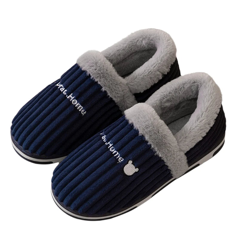 Unisex Warm Plush Winter Slippers Indoor Furry Fluffy Cotton Slides Suitable As Comfortable Home Bedroom Shoe For Men & Women