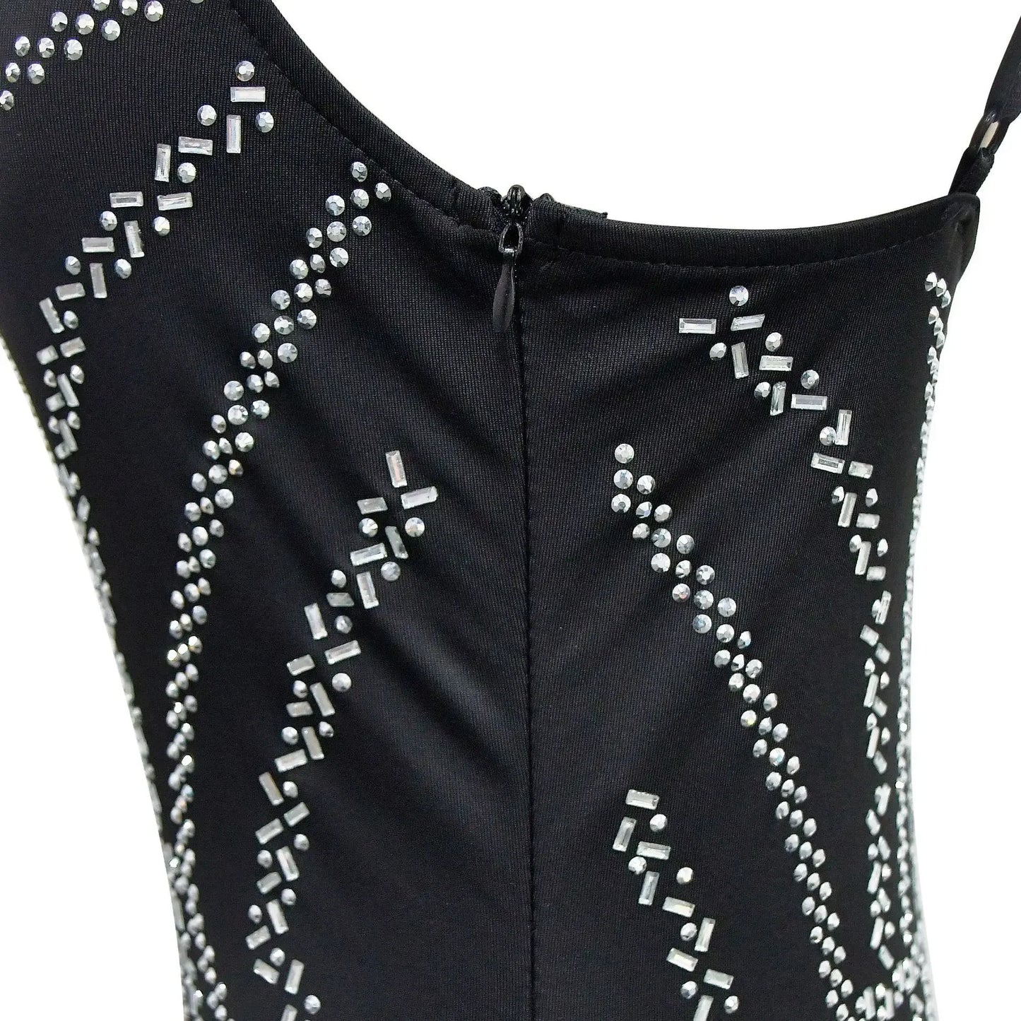 Women's Sexy Solid Color Spaghetti Strap Rhinestone Decor Deep V Neck Party Dress